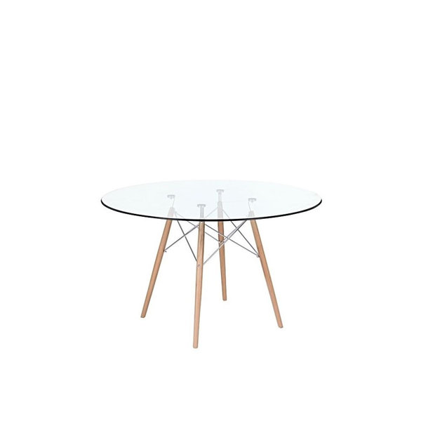 Oliver Round Glass Top Solid Wood Base Dining Table Wayfair